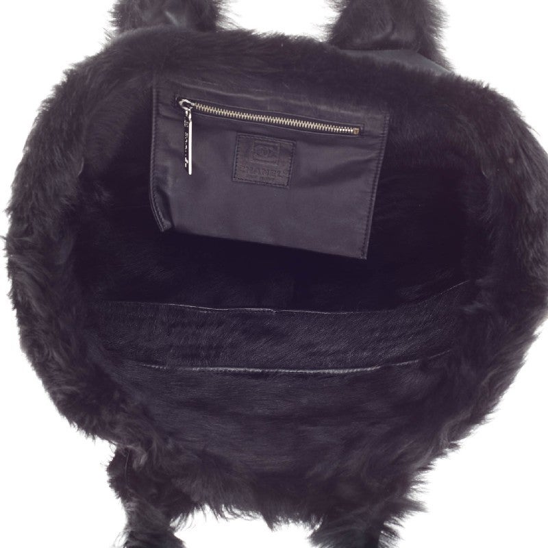 Chanel Handle Bag Leather with Fur Trim 2