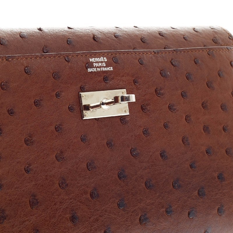 Hermès Ostrich Kelly Long Wallet Gris Agate PHW ○ Labellov ○ Buy