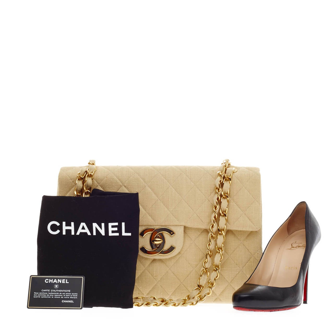 Chanel Classic Flap Quilted Linen Jumbo