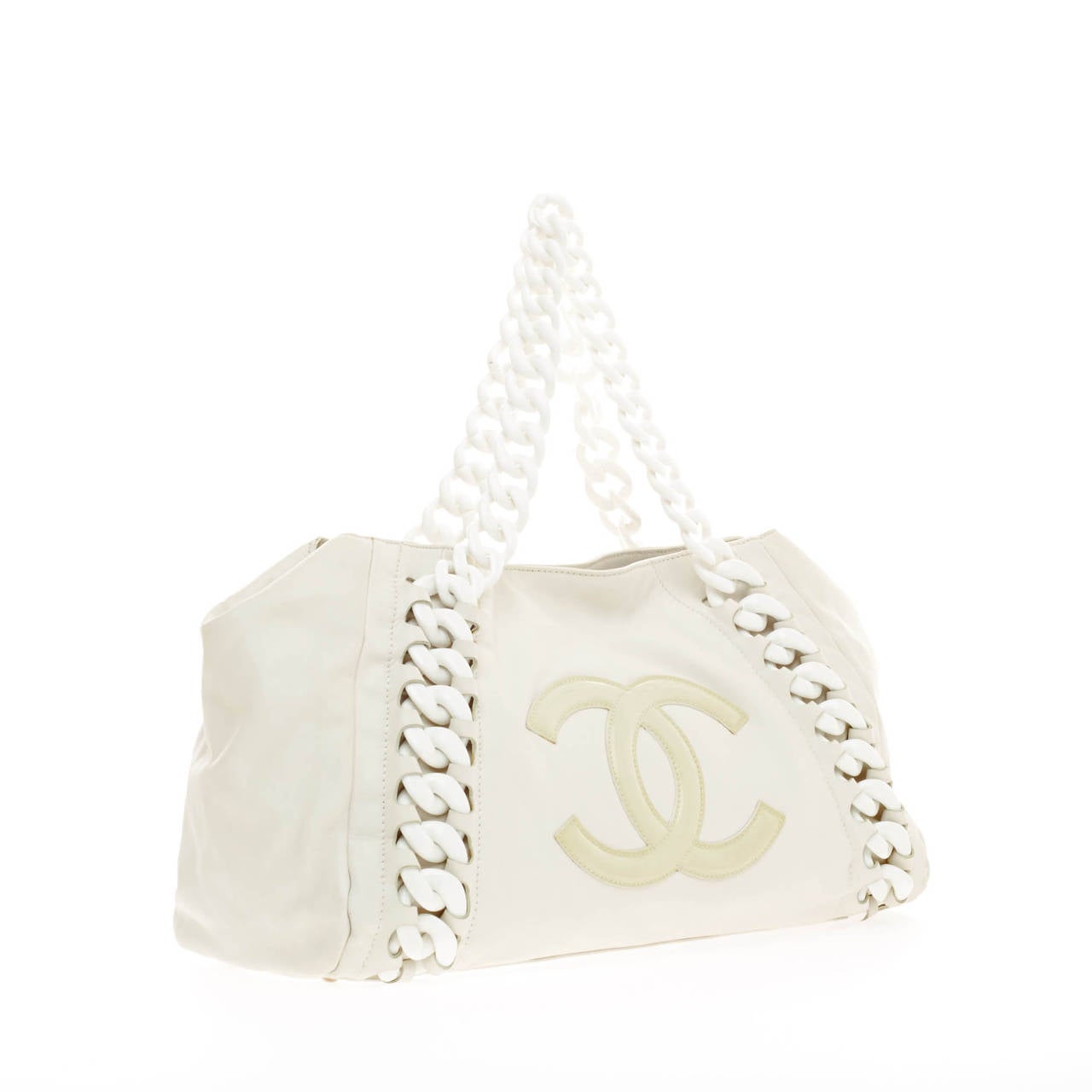 Chanel Resin Modern Chain Tote Leather In Good Condition In NY, NY