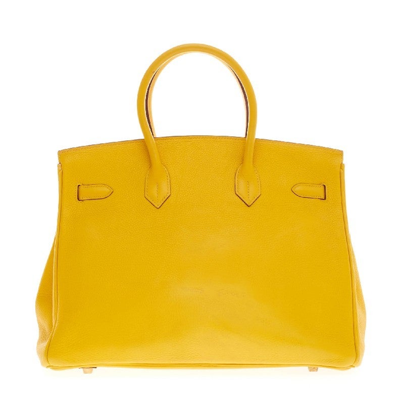 Women's Hermes Birkin Jaune Clemence with Palladium Hardware 35 For Sale