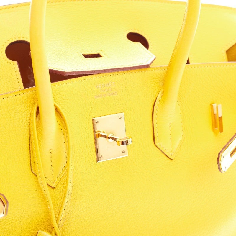 Hermes Birkin Jaune Clemence with Palladium Hardware 35 For Sale 3