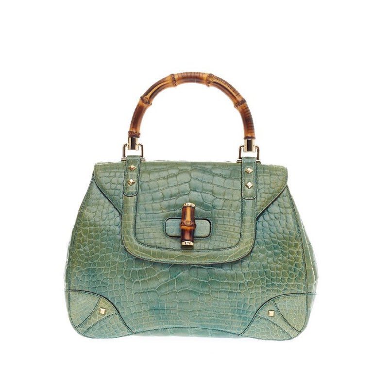 Gucci Bamboo Top Handle Alligator Large