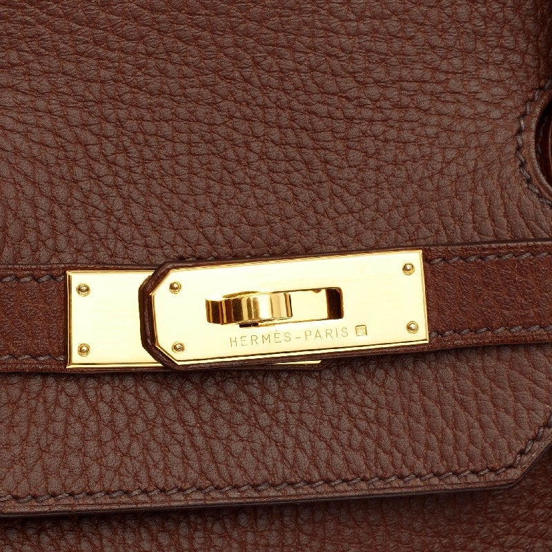 Hermes Birkin Chocolate Ardennes with Gold Hardware 40 For Sale 3