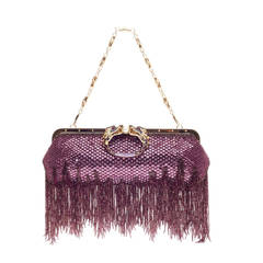 Gucci Beaded Fringe Evening Bag Crystal with Dragon Head Closure