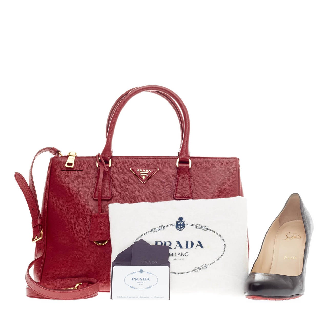 Prada Double Zip Lux Tote Saffiano Leather Small at 1stdibs
