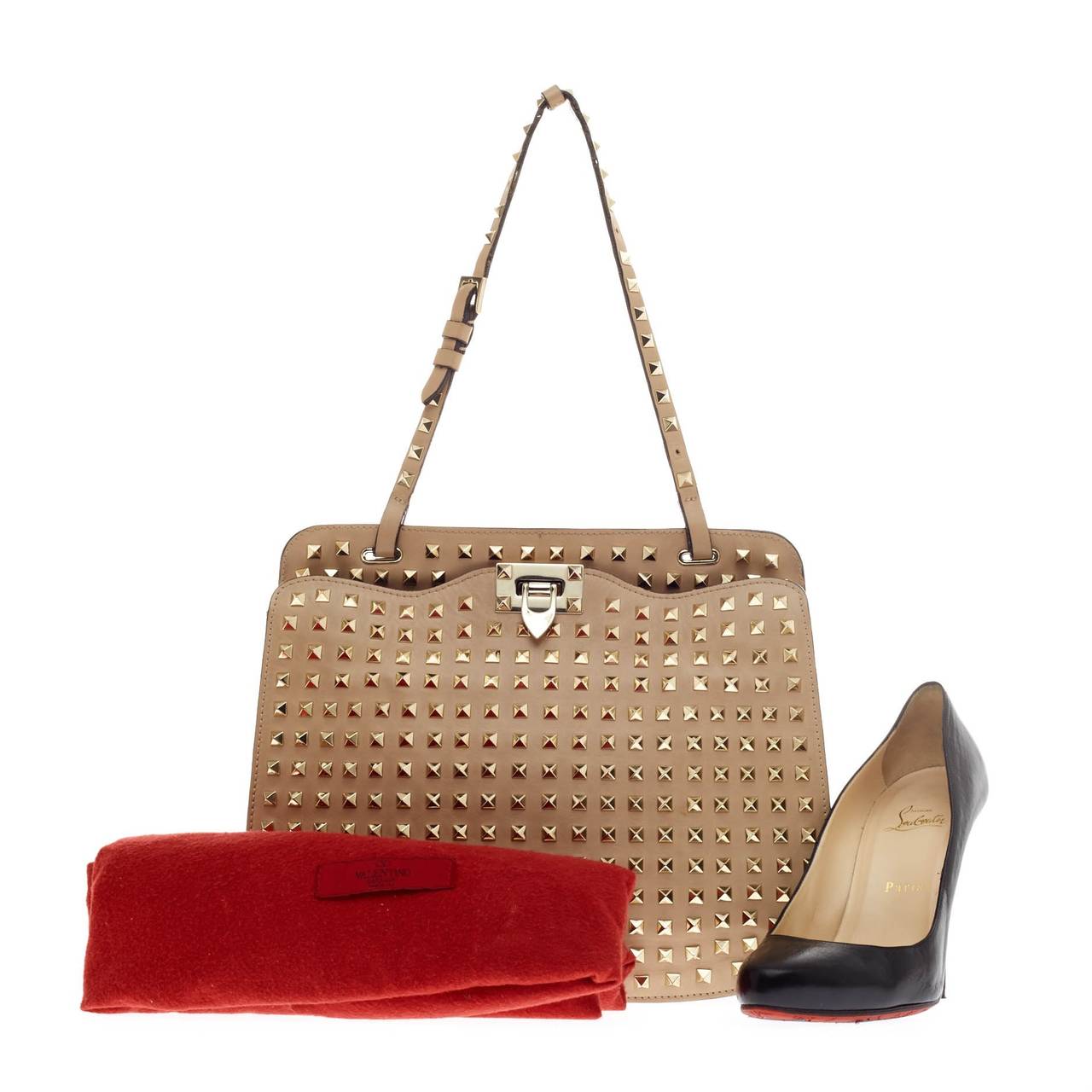 VALENTINO Rock studs leather 2WAY Shoulder Handbag Ivory