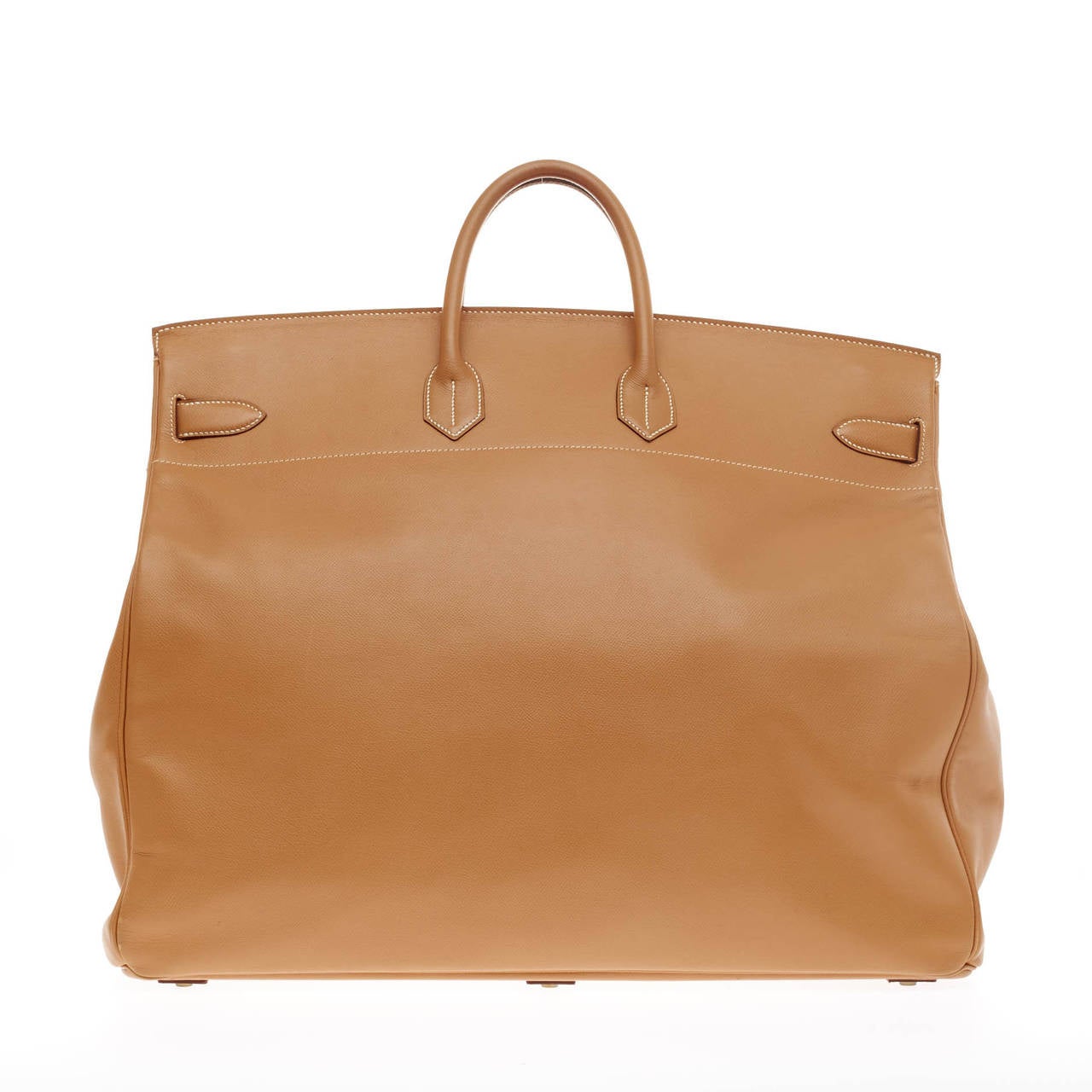 Hermes Birkin HAC Gold Veau Courchevel leather with Brass Hardware 55 In Good Condition In NY, NY