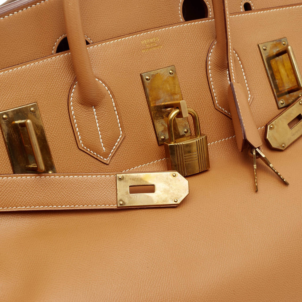 Hermes Birkin HAC Gold Veau Courchevel leather with Brass Hardware 55 1