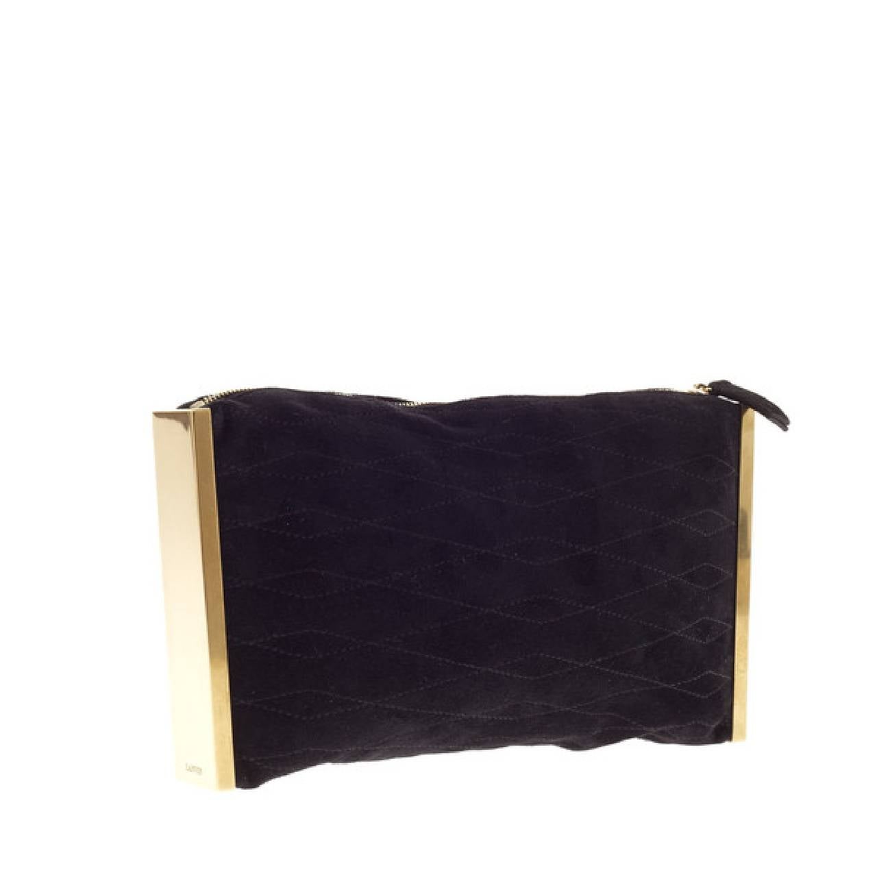 Women's Lanvin Private Quilted Suede Framed Clutch
