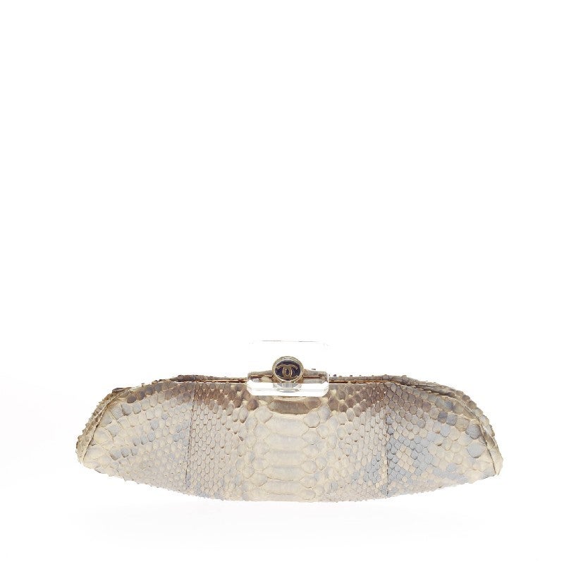 Chanel Bottle Top Evening Clutch Python In Good Condition In NY, NY