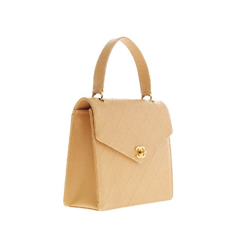 Chanel Vintage Kelly Handle Bag Quilted Caviar In Good Condition In NY, NY