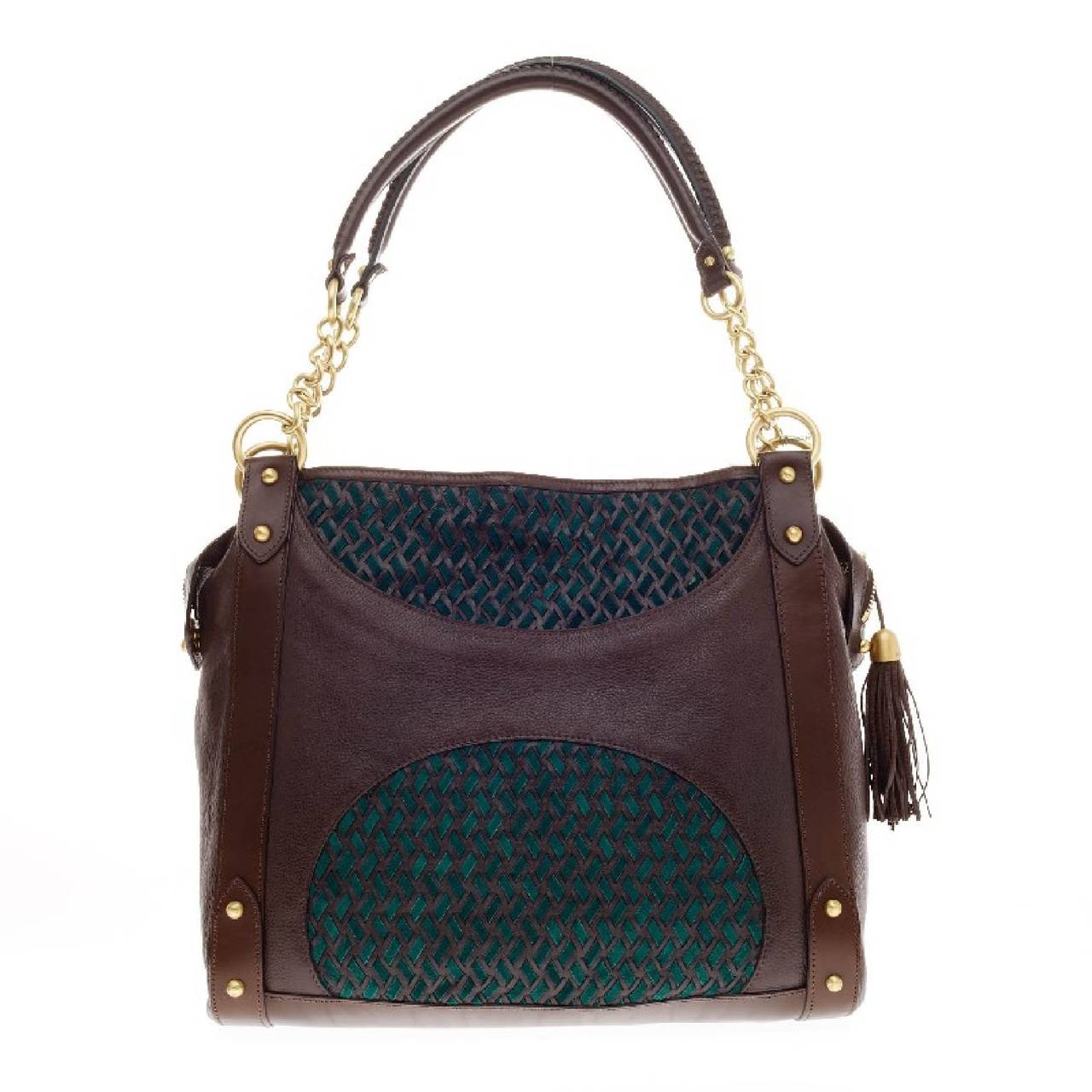 Zac Posen Lauren Tote Woven Leather In Good Condition In NY, NY