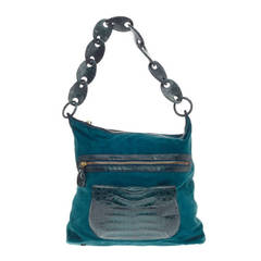 Nancy Gonzalez Front Pocket Hobo Crocodile and Suede