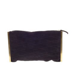 Lanvin Private Quilted Suede Framed Clutch