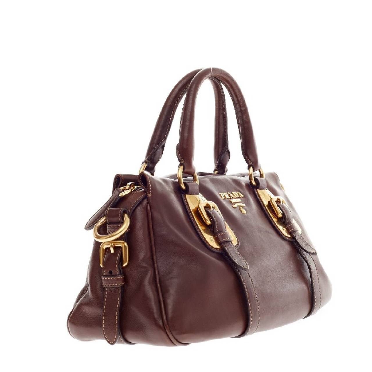 Prada Bauletto Frame Belted Satchel Soft Calfskin at 1stdibs  