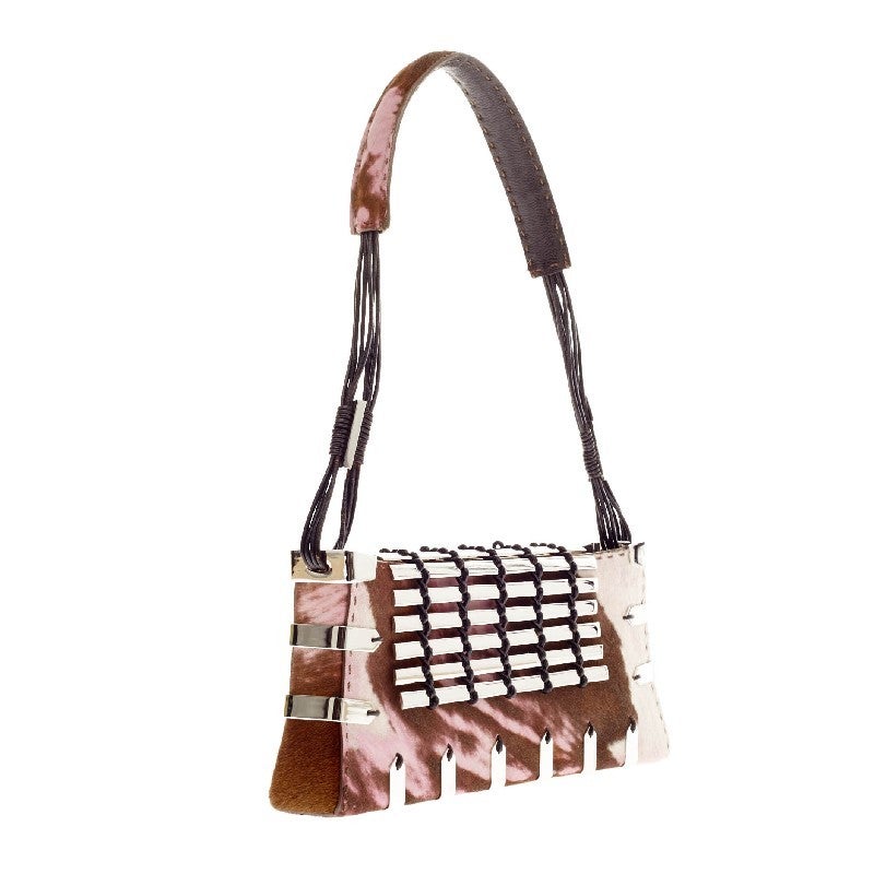 Brown VBH Diva Shoulder Bag Embellished Pony Hair