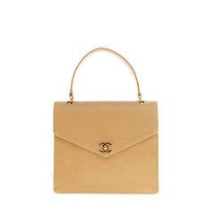 Chanel Vintage Kelly Handle Bag Quilted Caviar