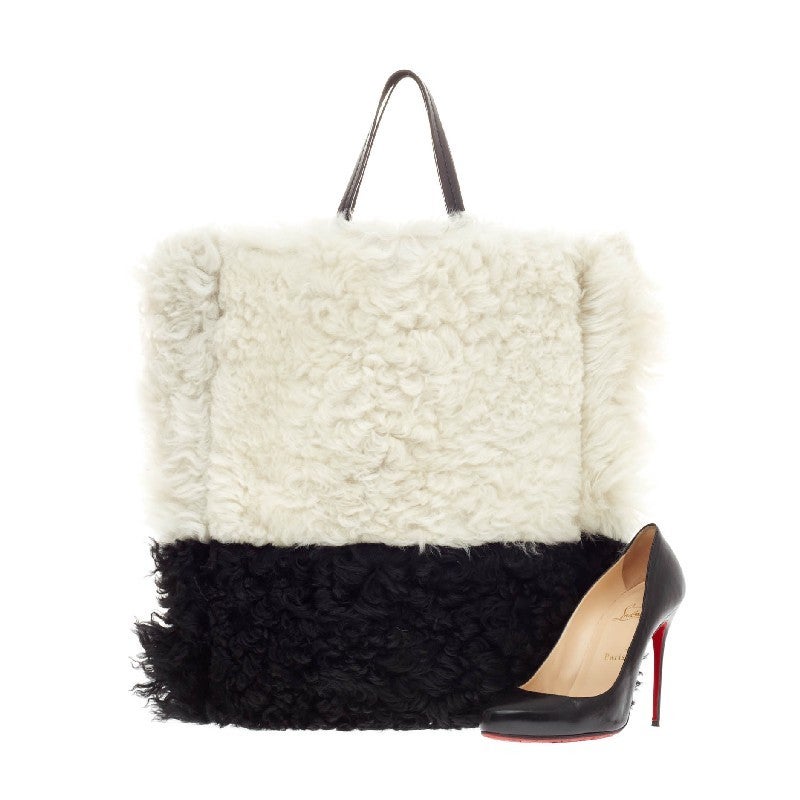 Celine Horizontal Cabas Tote Two Tone Shearling at 1stdibs  