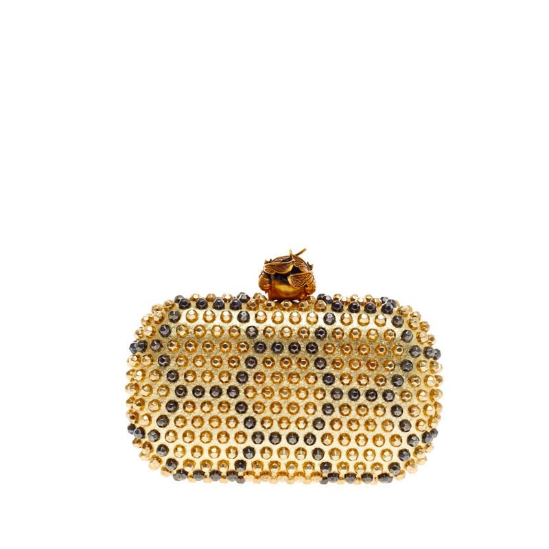 Women's Alexander McQueen Skull Box Clutch Honeycomb Studded Leather