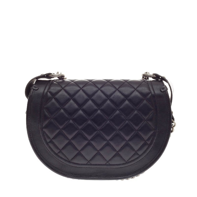 Women's Chanel Dallas Studded Saddle Bag Quilted Calfskin and Pony Hair