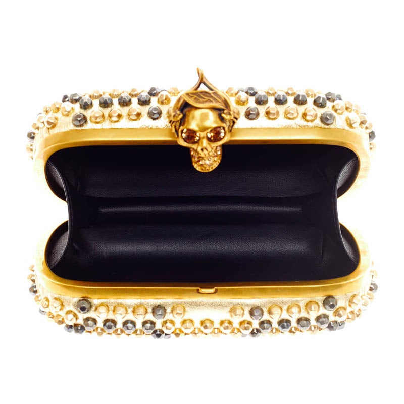 Alexander McQueen Skull Box Clutch Honeycomb Studded Leather 2
