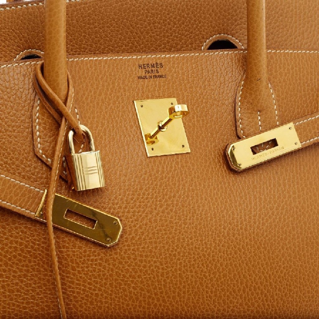 Hermes Birkin Natural Ardennes with Gold Hardware 40 at 1stdibs  