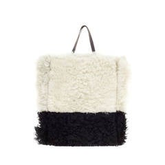 Celine Horizontal Cabas Tote Two Tone Shearling