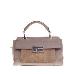 Michael Kors Collection Quinn Top-Handle Satchel in Leather and Snakeskin