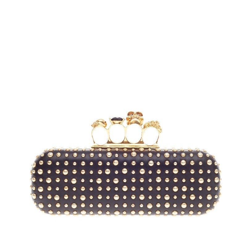 Alexander McQueen Knuckle Box Clutch Studded Leather Long at 1stDibs