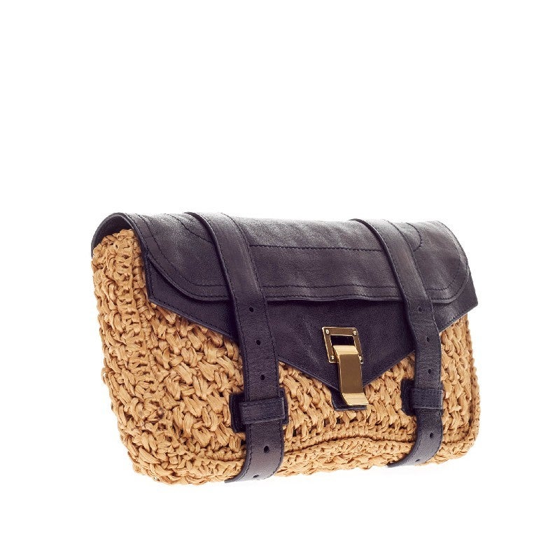 Proenza Schouler PS1 Pochette Raffia and Leather In Good Condition In NY, NY