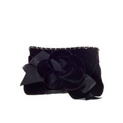 Chanel Camellia Fold Over Wristlet Quilted Velvet