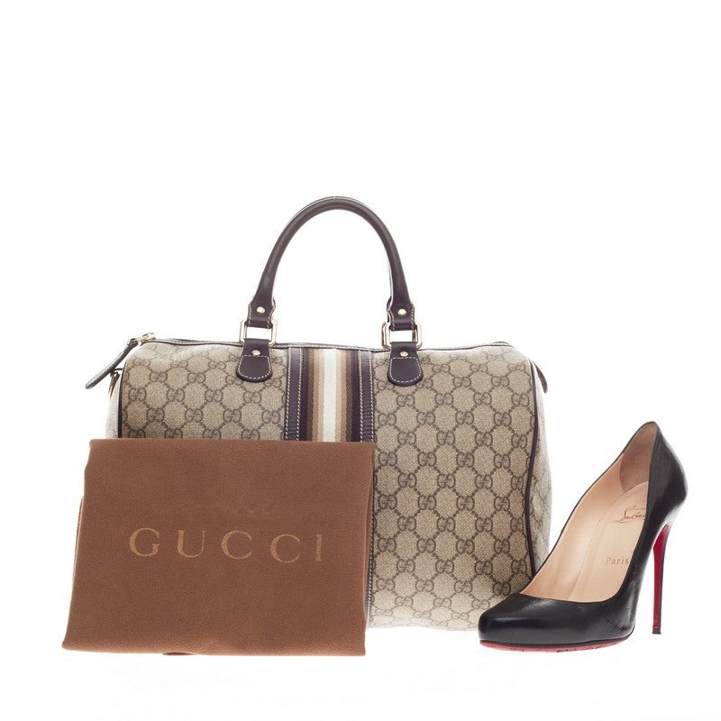 Gucci Joy Boston Bag GG Coated Canvas with Leather Trim Medium at ...