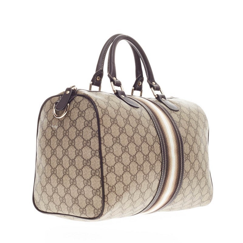 Gucci Joy Boston Bag GG Coated Canvas with Leather Trim Medium at 1stdibs