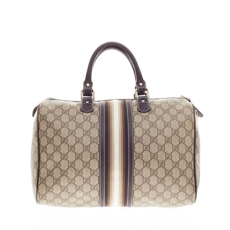 Gucci Joy Boston Bag GG Coated Canvas with Leather Trim Medium at 1stdibs