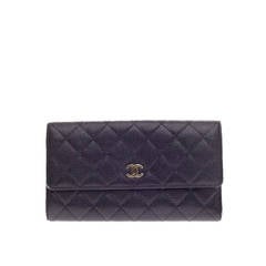 Chanel CC Long Wallet Quilted Caviar