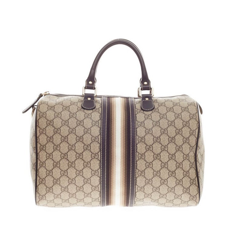 Gucci Joy Boston Bag GG Coated Canvas with Leather Trim Medium at 1stDibs