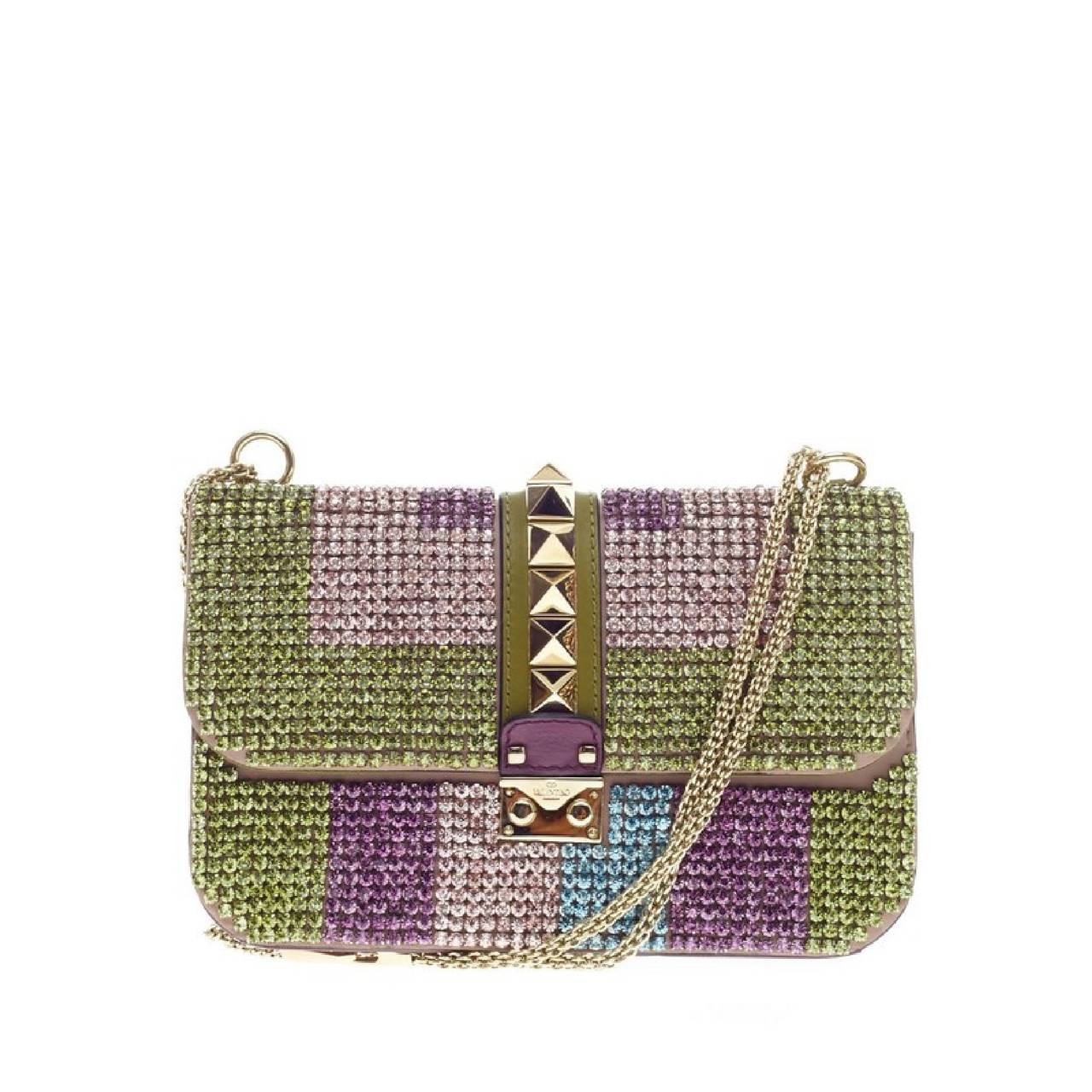 Valentino Glam Lock Shoulder Bag Rhinestones Medium at 1stdibs