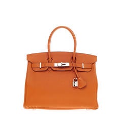 Hermès - Sac Birkin orange Togo avec quincaillerie en palladium 30