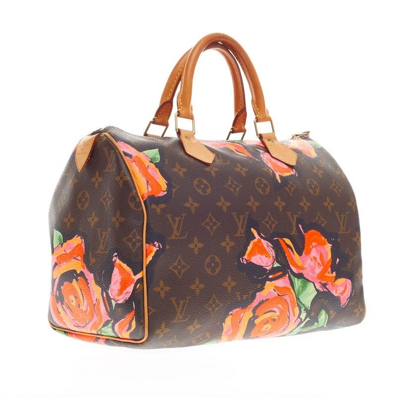 Louis Vuitton Speedy Limited Edition Monogram Canvas Roses 30 In Good Condition In NY, NY