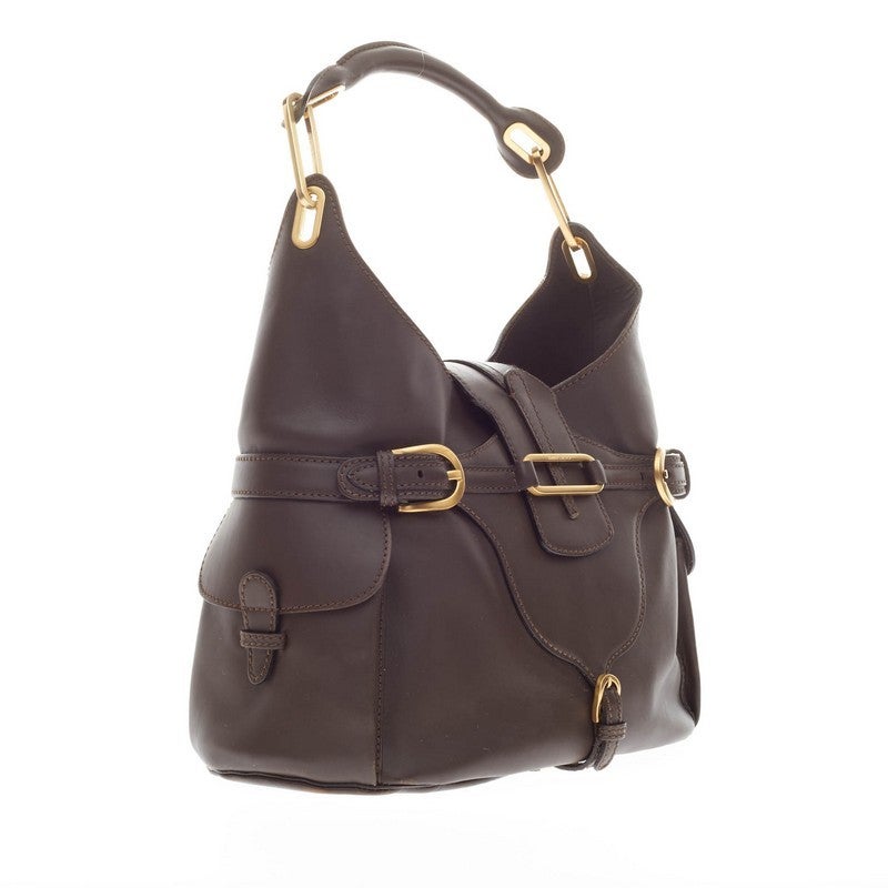 Jimmy Choo Tulita Hobo Leather Large In Good Condition In NY, NY