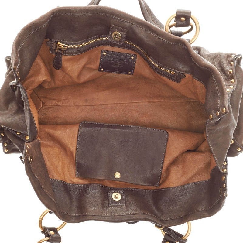 Prada Aviator Shoulder Bag Studded Leather 2