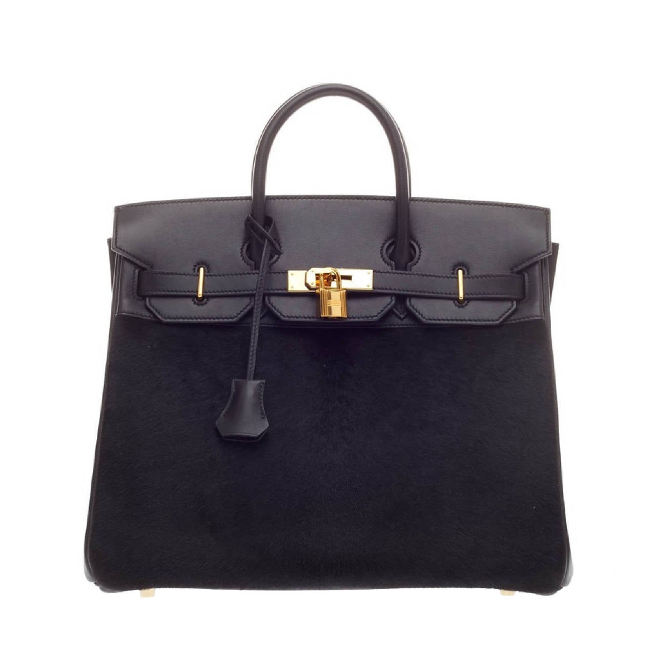 Hermes Birkin Troika HAC Black Evercalf and Pony Hair with Gold Hardware 32