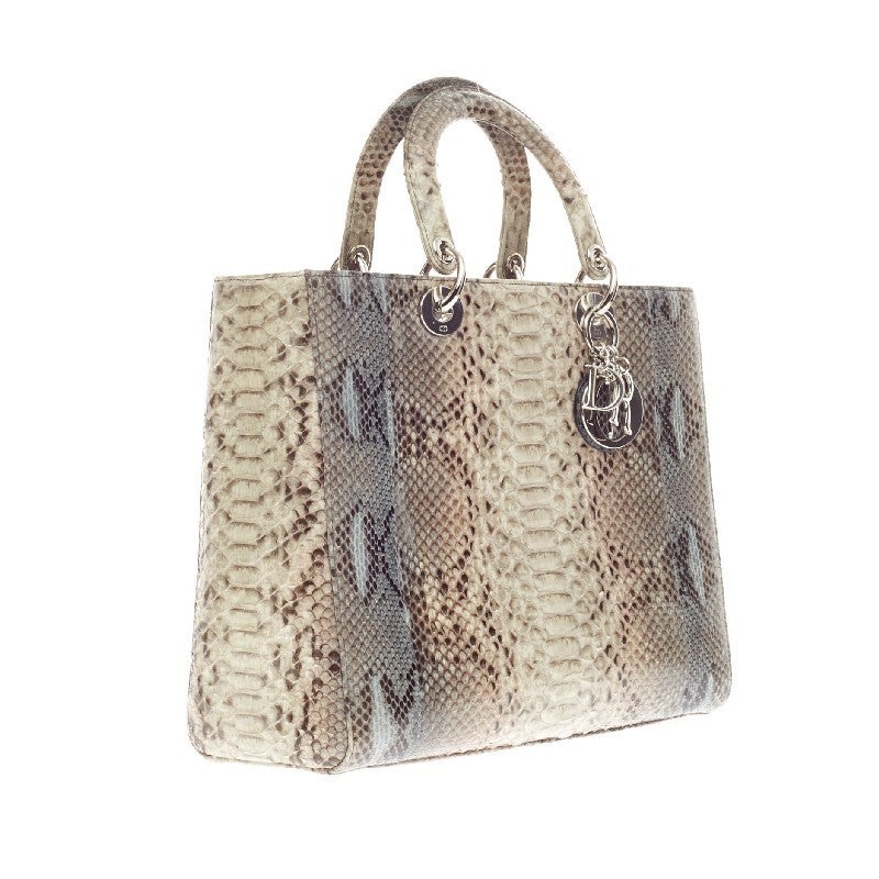 Christian Dior Lady Dior Python Large In Good Condition In NY, NY