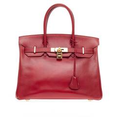 Hermes Birkin Rouge Vif Veau Grain Lisse with Gold Hardware 30