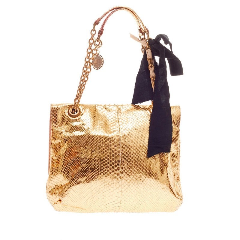 Women's Lanvin Happy Shoulder Bag Metallic Python