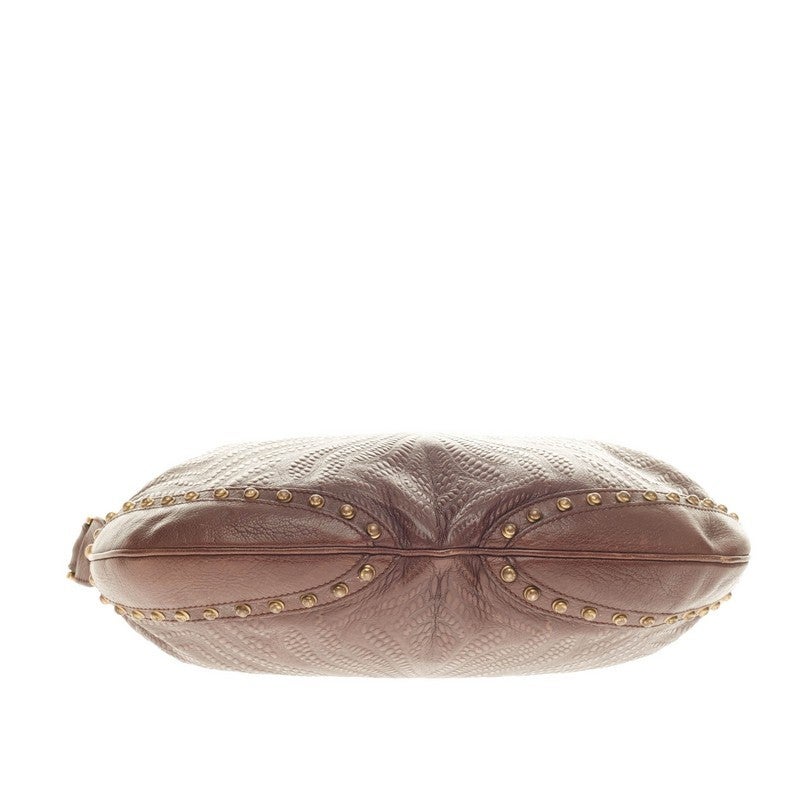Women's Gucci Pelham Shoulder Bag Embossed Studded Leather