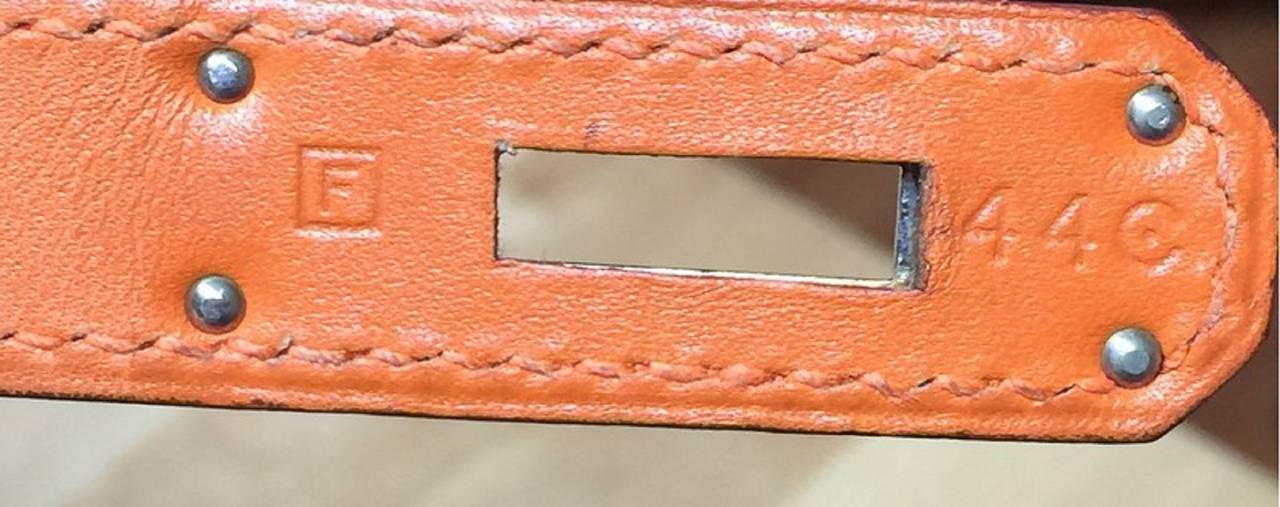 Hermes Birkin Orange Box Calf with Palladium Hardware 35 at 1stdibs