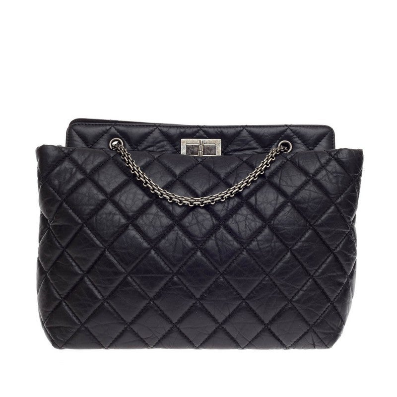 Chanel Reissue 2.55 Shopping Tote Aged Quilted Calfskin In Good Condition In NY, NY