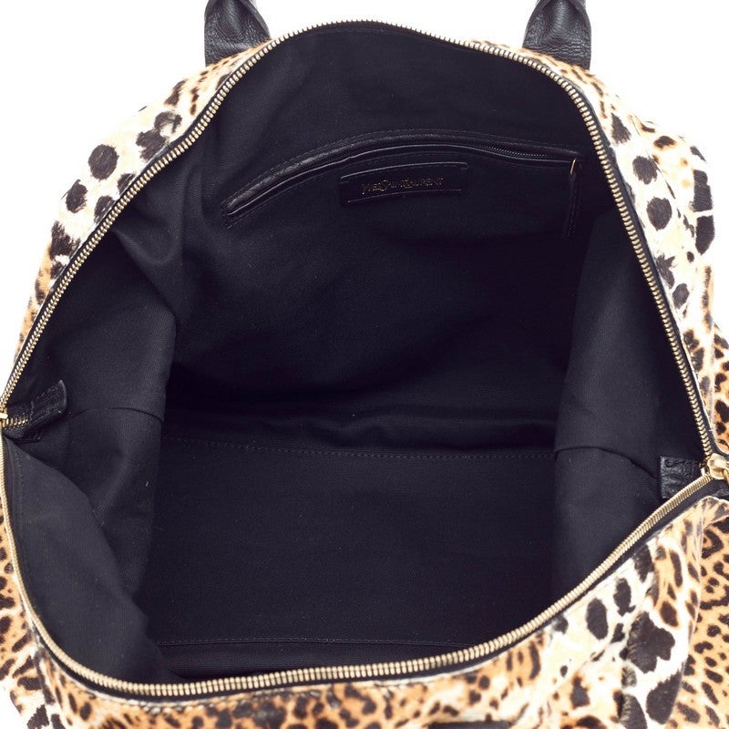 Saint Laurent Easy Y Satchel Leopard Print Pony Hair In Good Condition In NY, NY